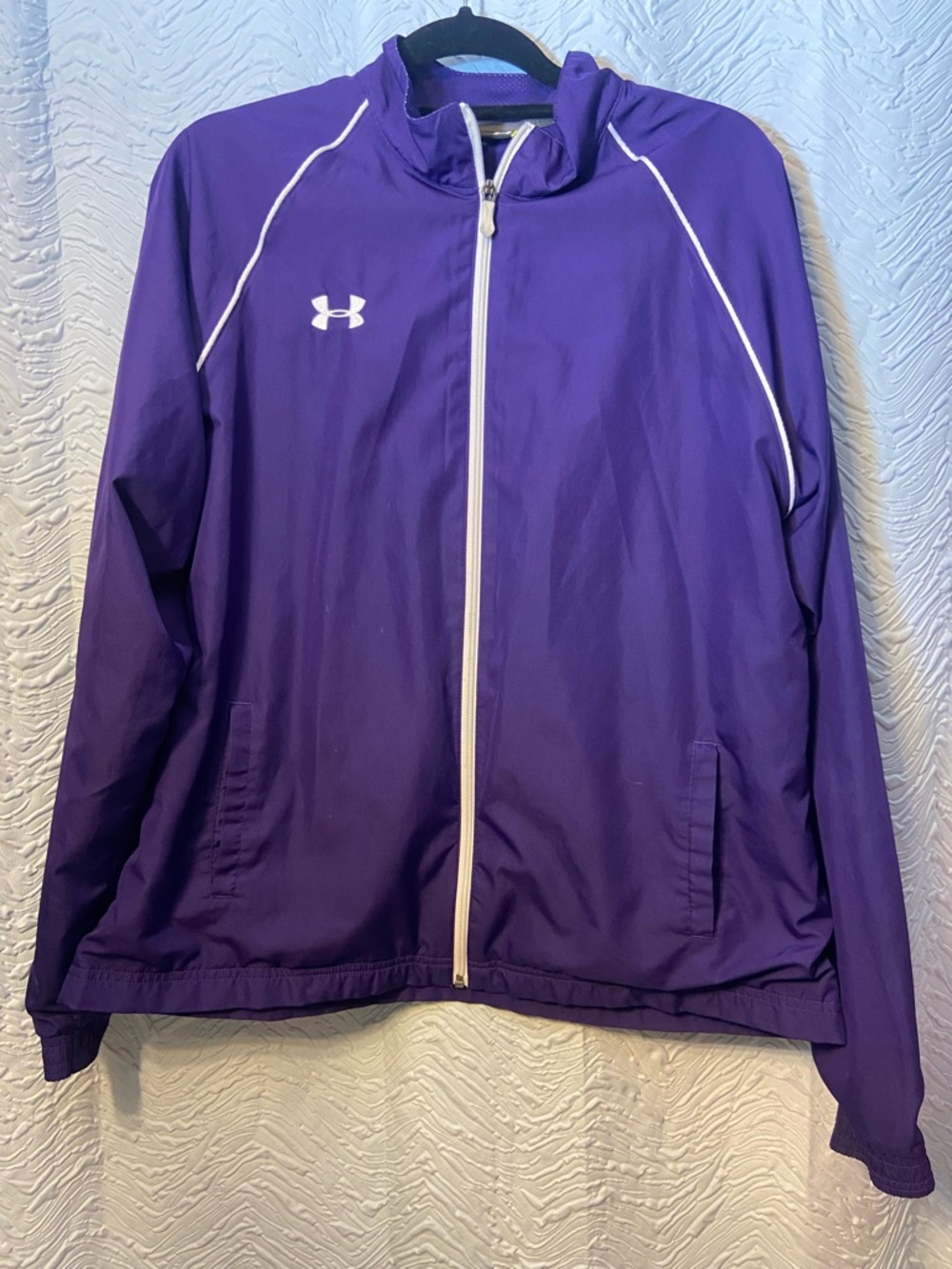 LG Purple Women's Full-Zip Bomber Jacket with White Trim